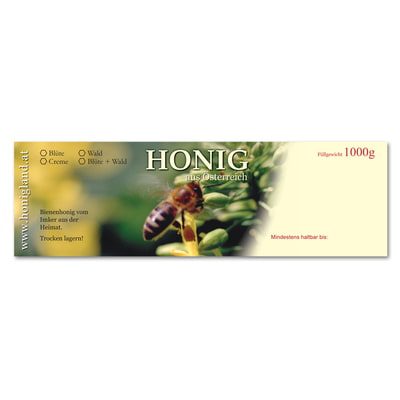 Etikett Honig aus Österreich 