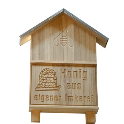 Werbetafel aus Holz "Honig aus eigener Imkerei"