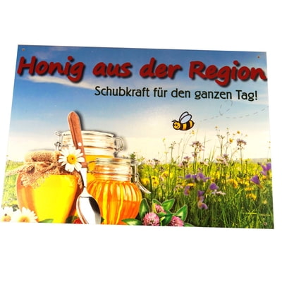 Werbetafel bunt "Honig aus der Region" 