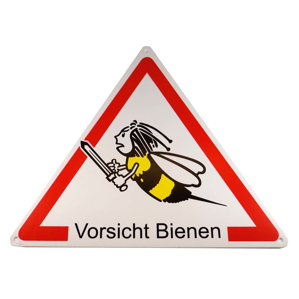 Warnschild Dreieck "Biene mit Schwert"