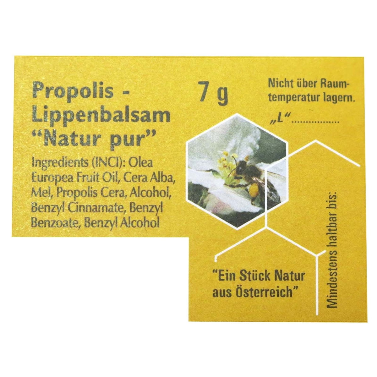 Etikette Lippenpflegestift Propolis