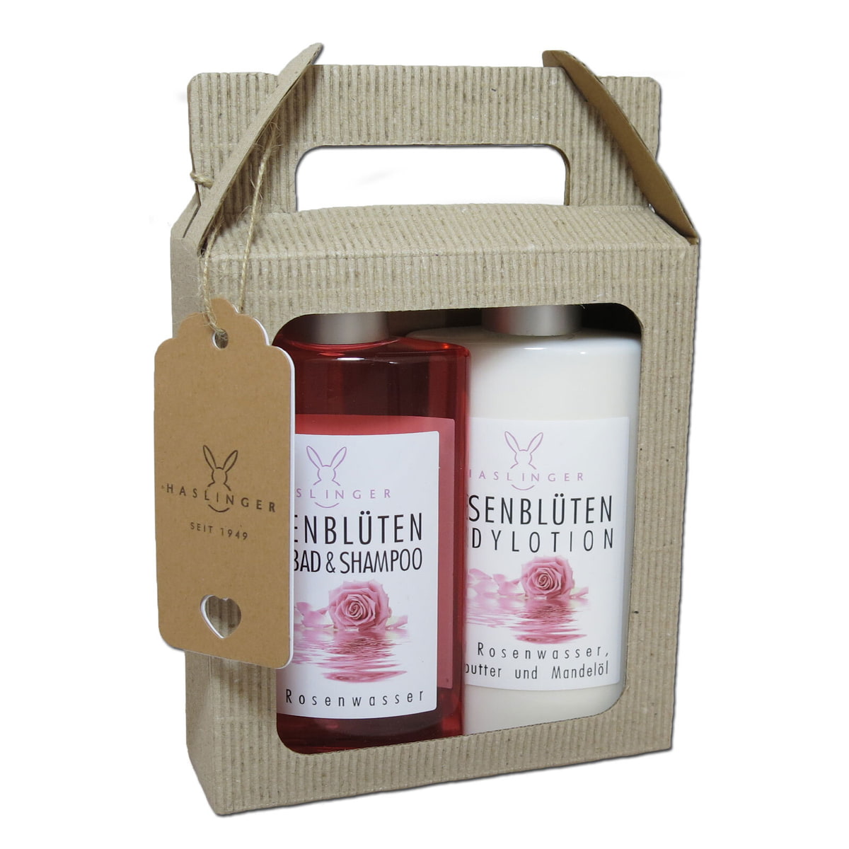 Geschenk Duschbad + Bodylotion Rose im Tragekarton