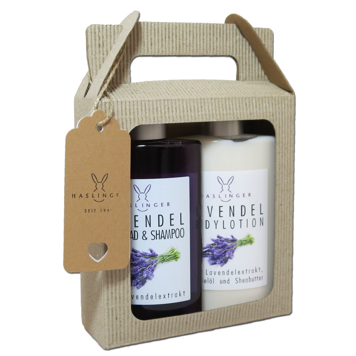 Geschenk Duschbad + Bodylotion Lavendel im Tragekarton