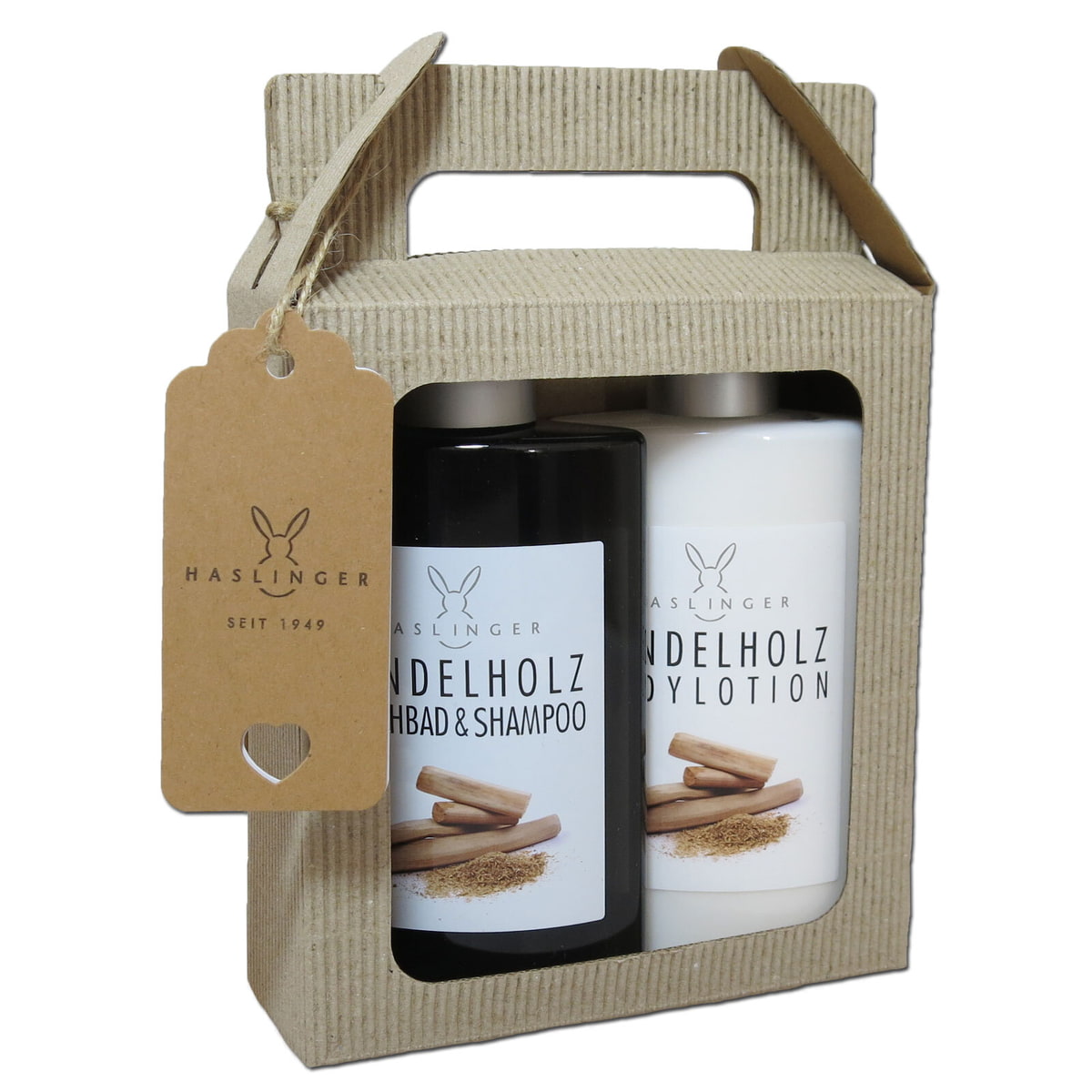 Geschenk Duschbad + Bodylotion Sandelholz im Tragekarton
