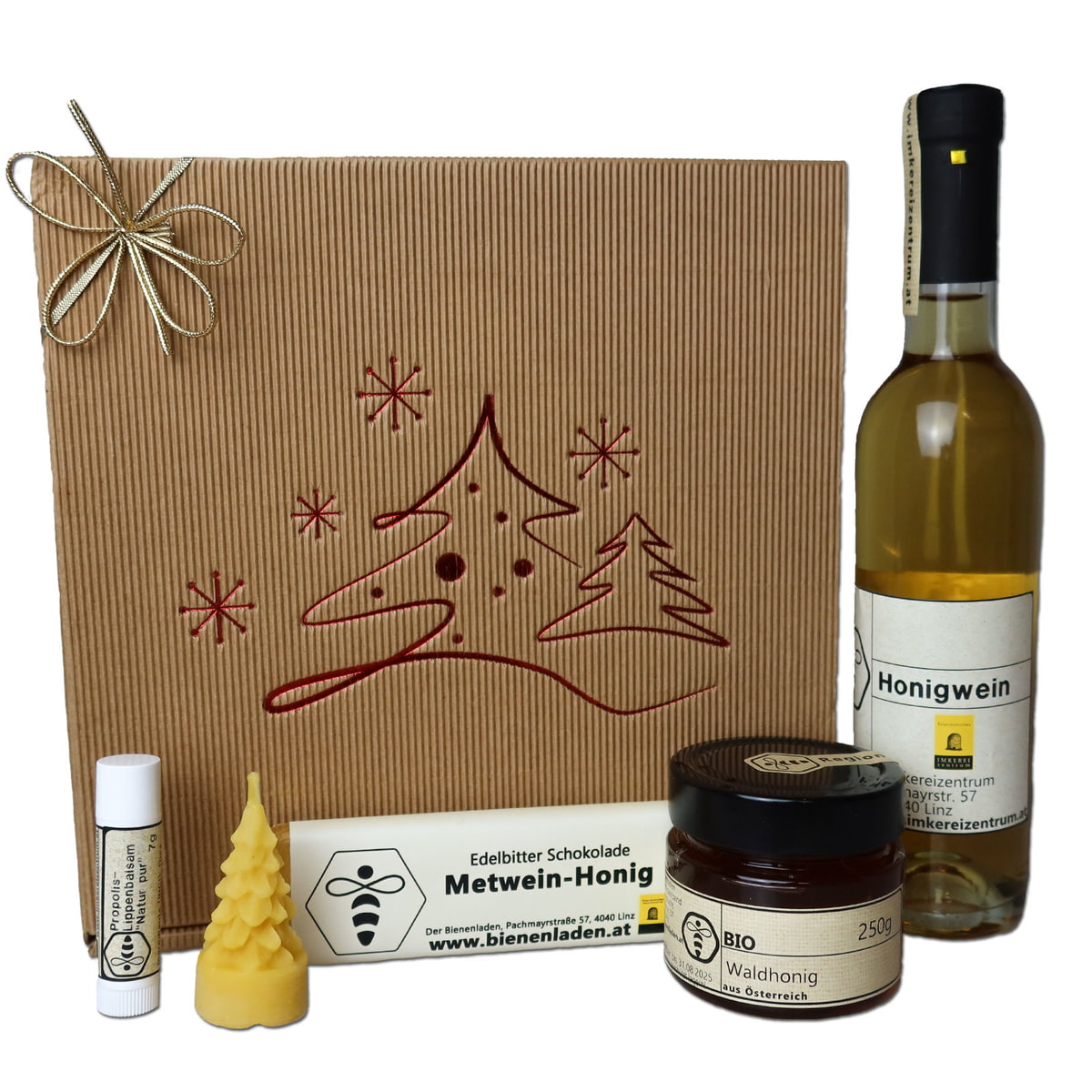 Geschenkbox Natur/Tanne rot gefüllt