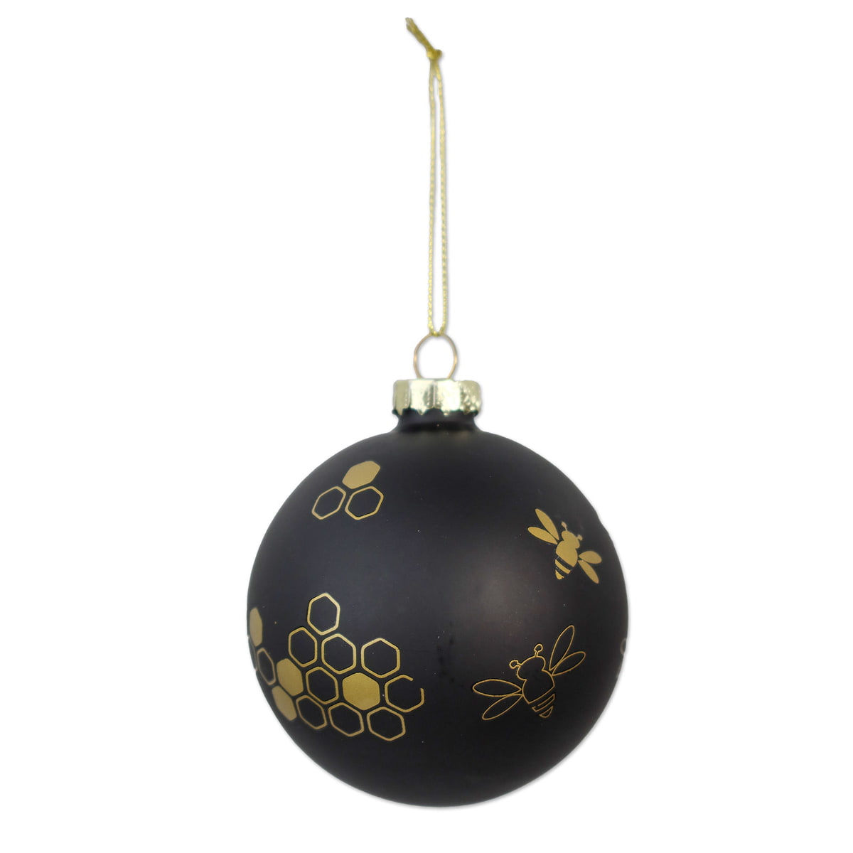 Weihnachtskugel schwarz mit goldener Biene