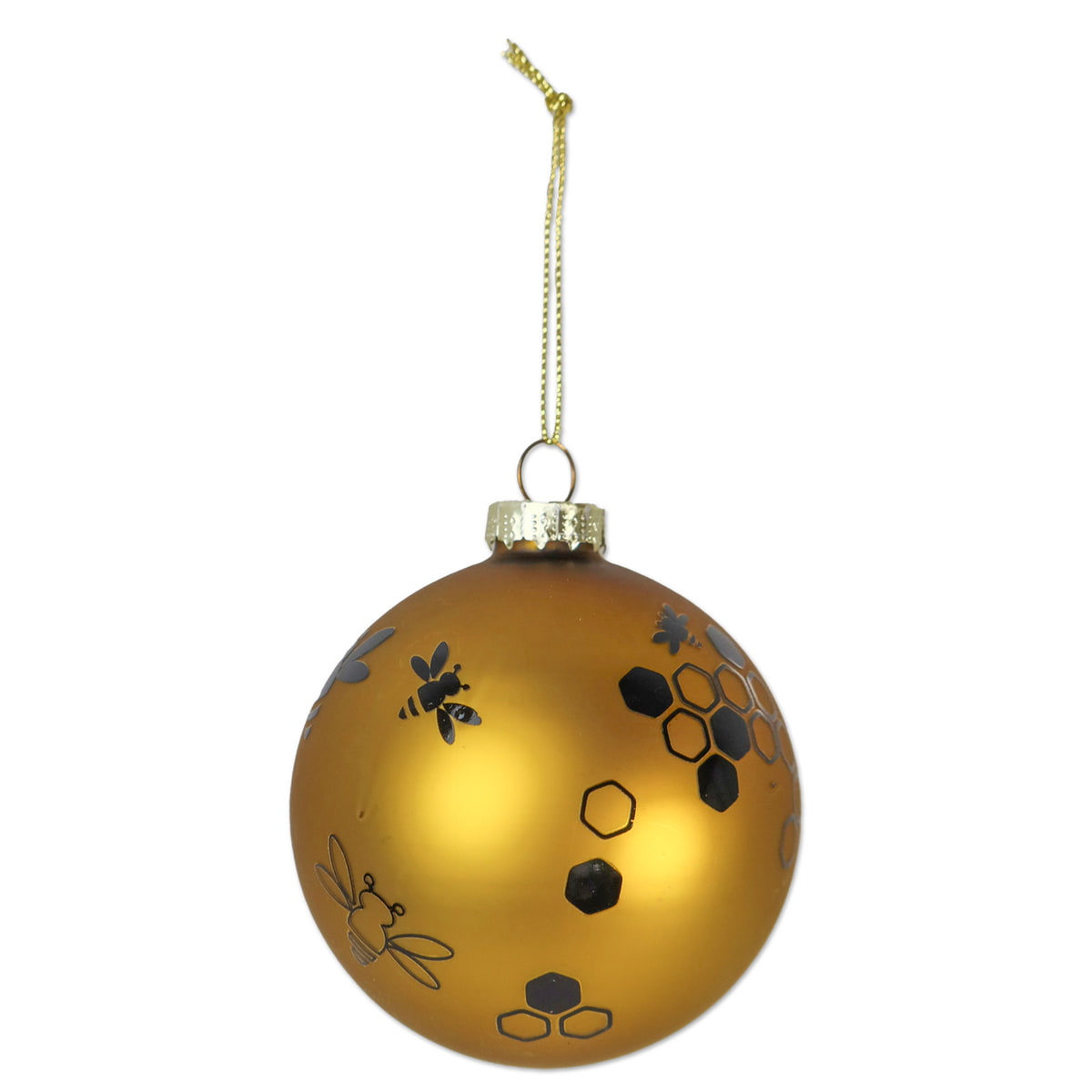Weihnachtskugel gold mit schwarzen Bienen