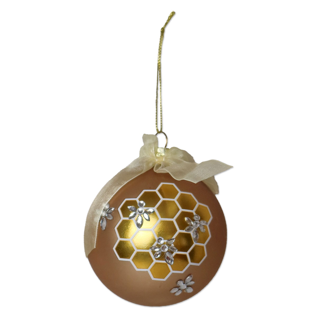 Weihnachtskugel gold mit Waben